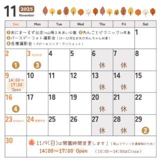 11月のカレンダーです🍁